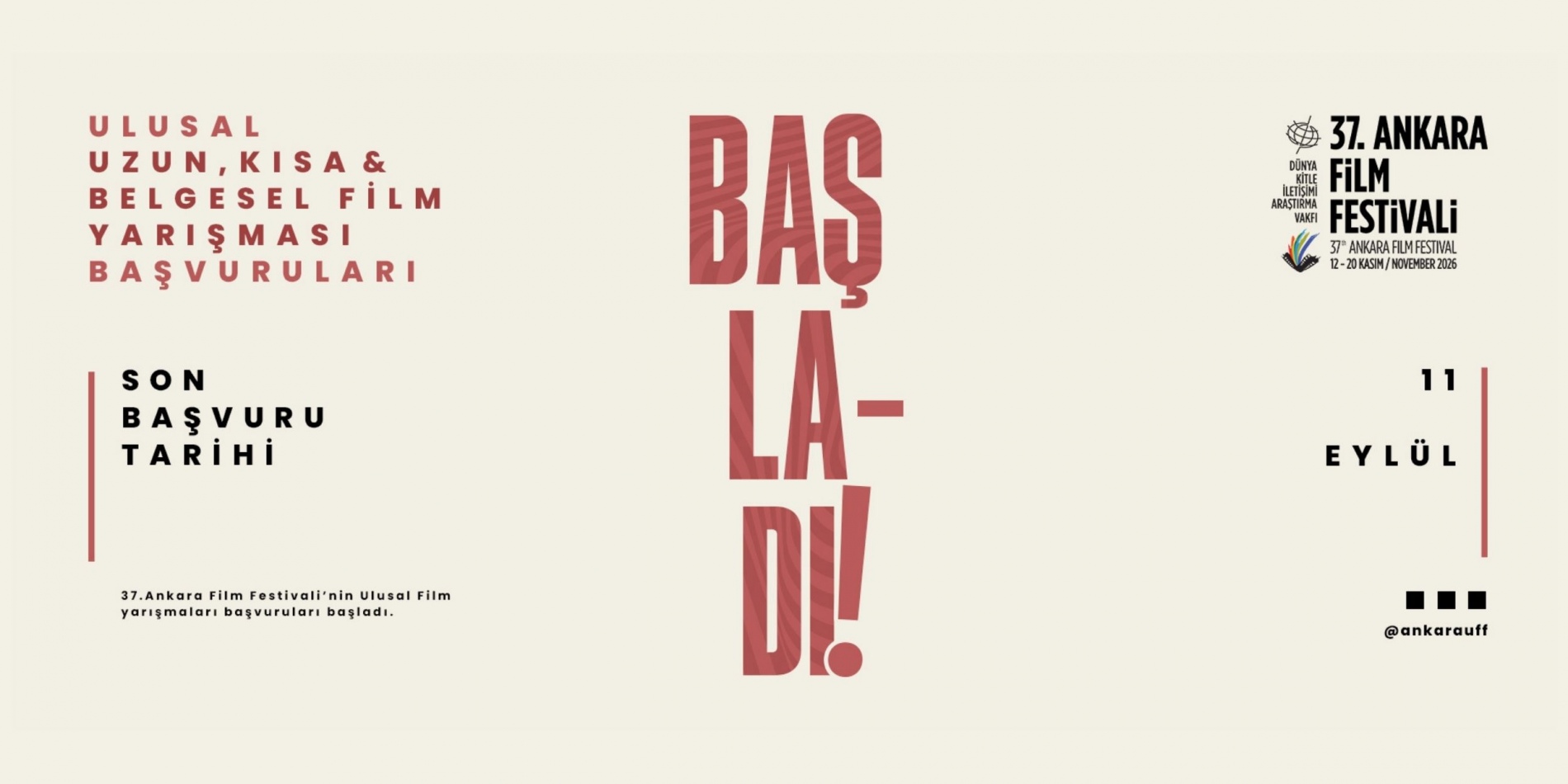 37. Ankara Film Festivali Başvuruları Başladı